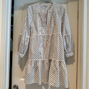 JOIE Porcelain White Stripe Lace Marison A-Line Ruffle Poplin Cotton Dress 4